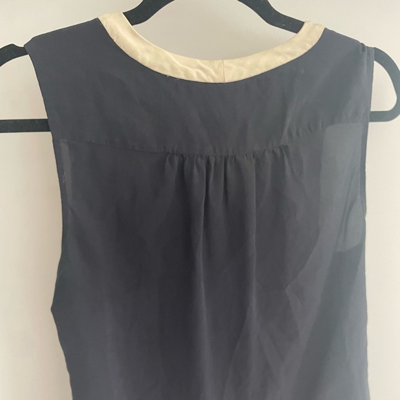 Blue button down blouse with bow - Picture 3 of 4